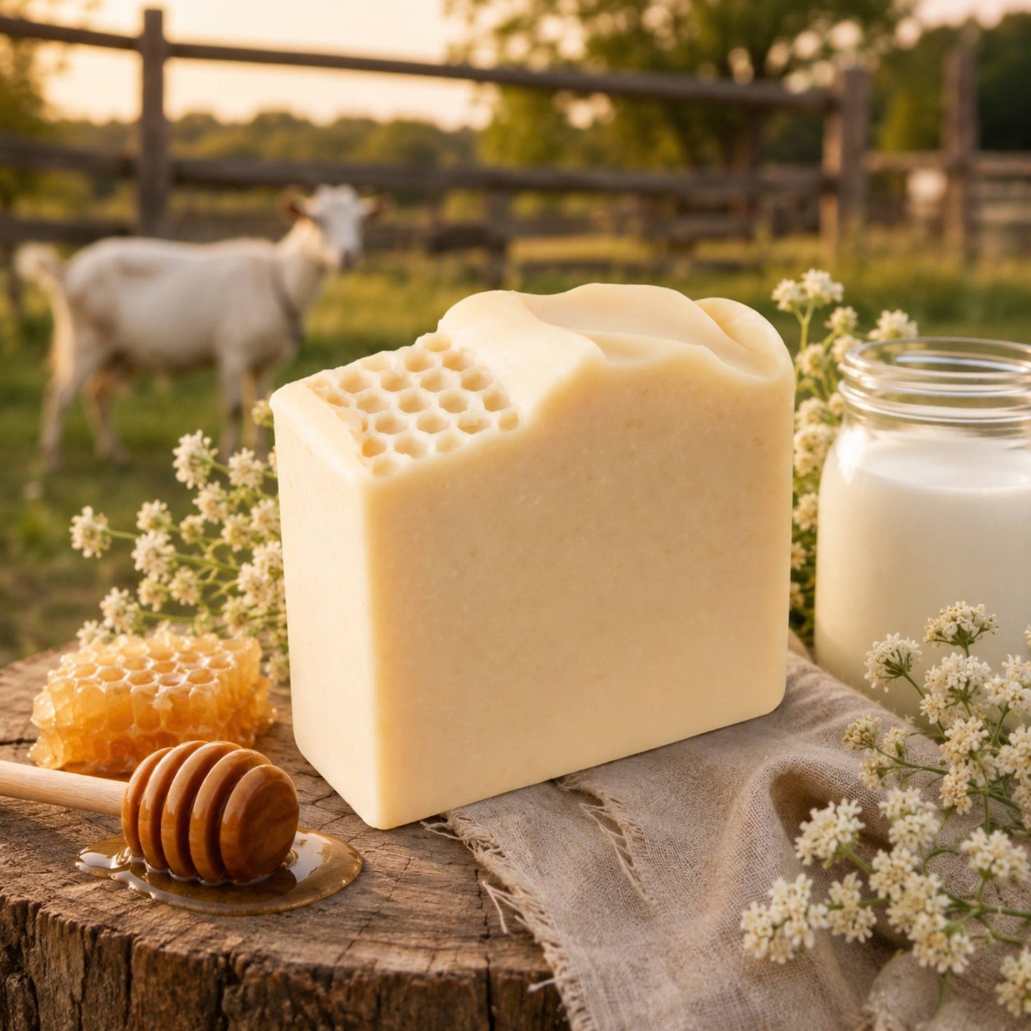 Barra de Jabón Artesanal de Sebo y Leche de Cabra Sin Fragancia Milk + Honey