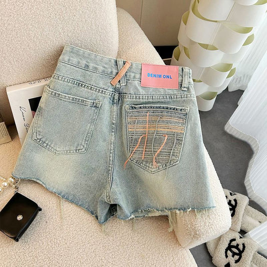 Ripped Wide Leg Denim Shorts