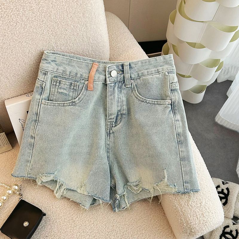 Ripped Wide Leg Denim Shorts