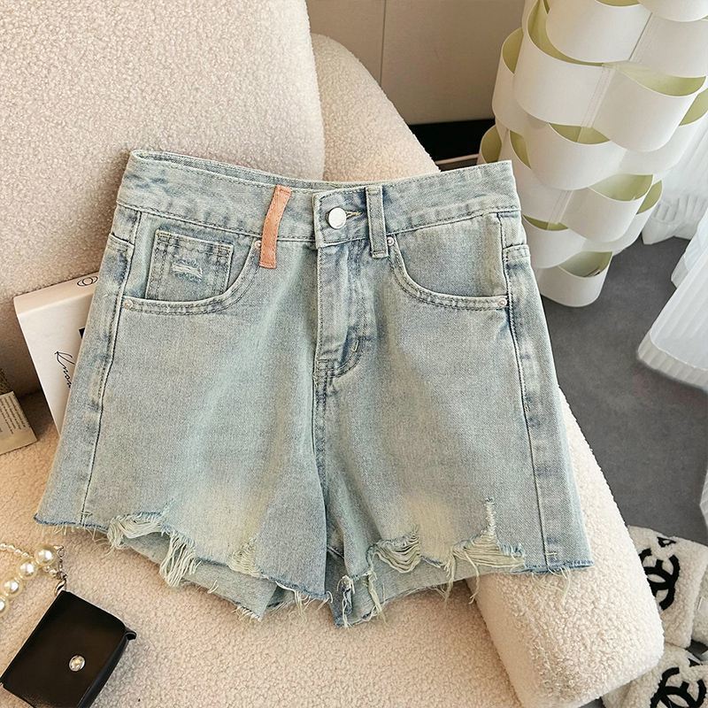 Ripped Wide Leg Denim Shorts
