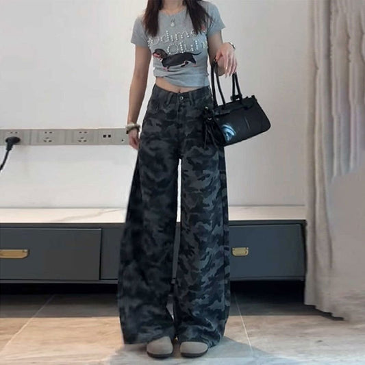 Camouflage Wide-Leg Jeans