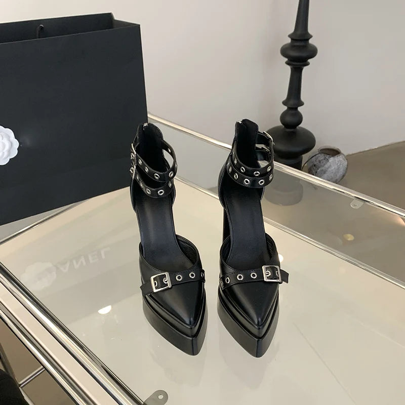 Belt Buckle Chunky Heels