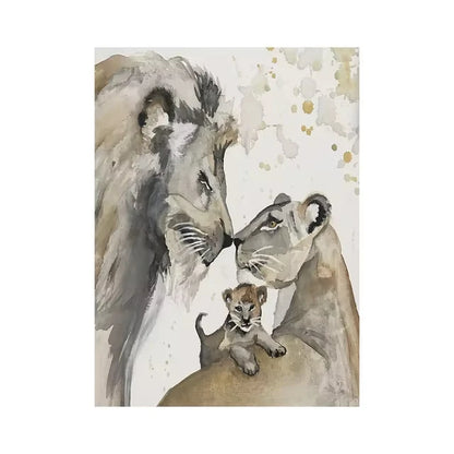 Lion Family Canvas Painting Print