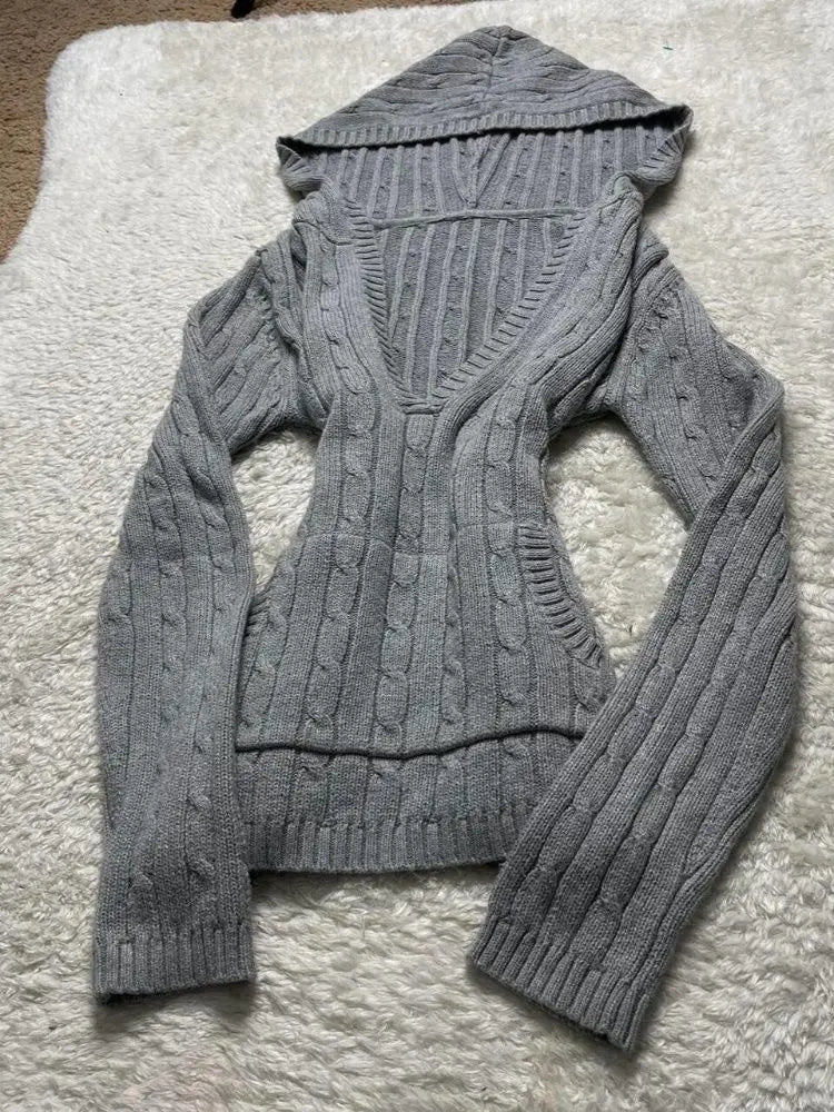 V-neck Hooded Pullover