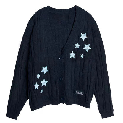 Star Print Knit Cardigan