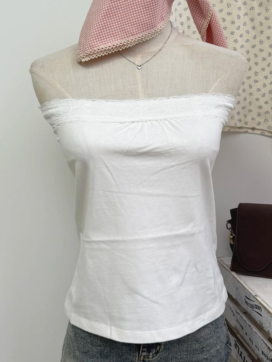 Sweet Lace Patchwork Slim Tank Top