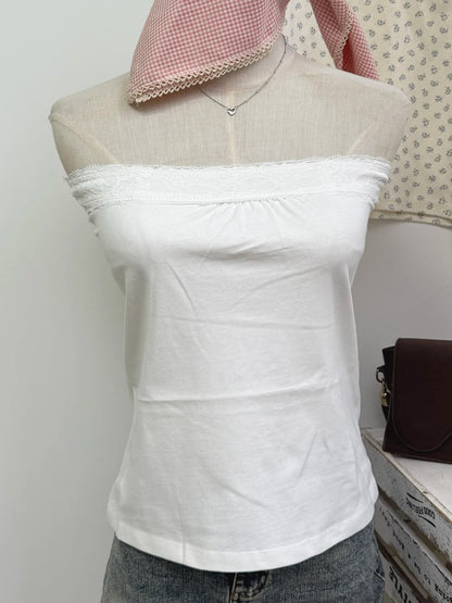 Sweet Lace Patchwork Slim Tank Top