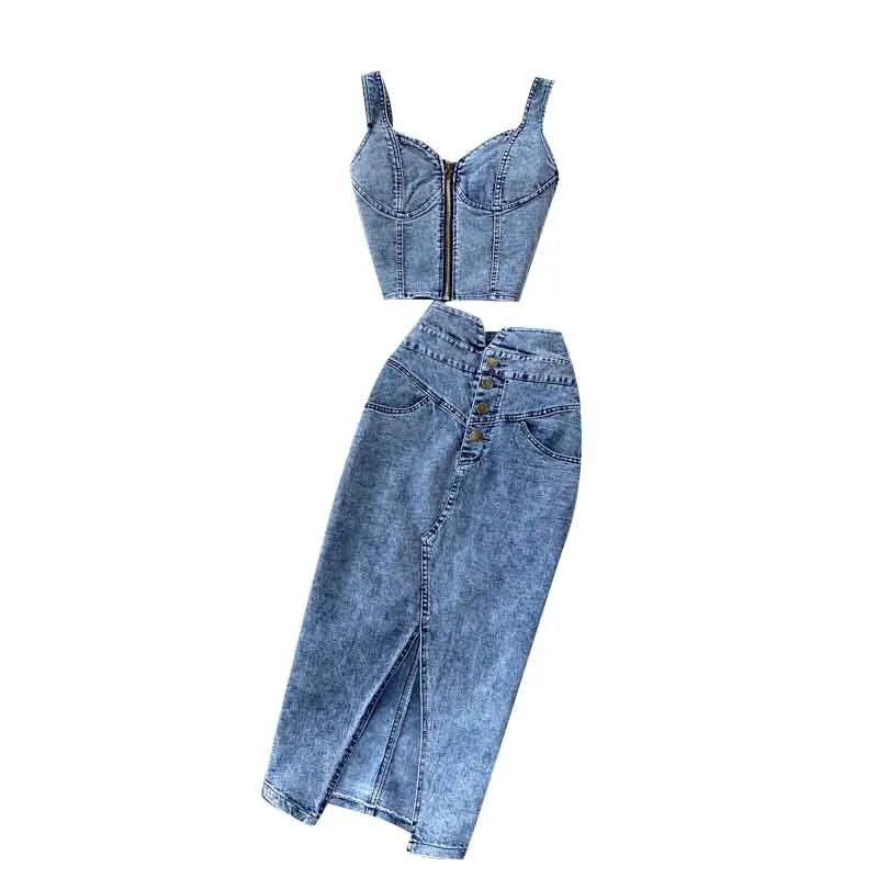 Conjunto de falda de mezclilla