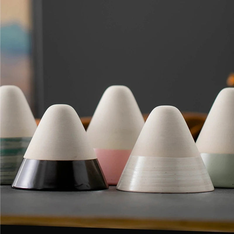 Retro Japanese Triangular Cone Shape Pottery Tea Coffee Cup