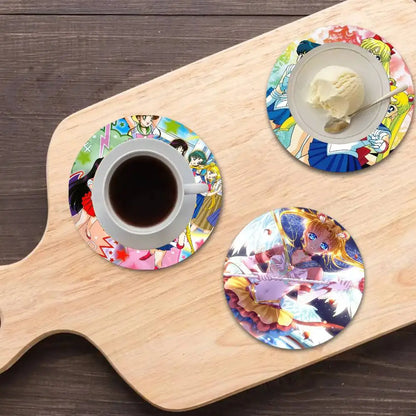 S-Sailor M-Moon Girl Anime Themed Wooden Coaster
