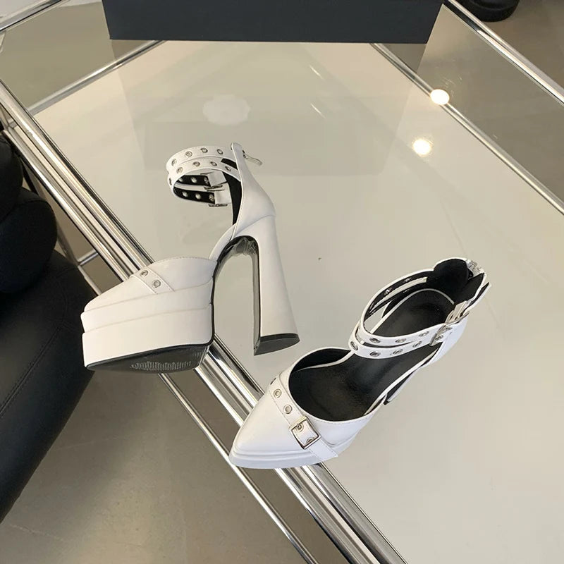 Belt Buckle Chunky Heels
