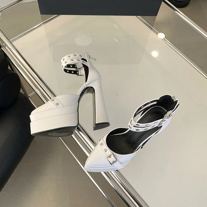 Belt Buckle Chunky Heels