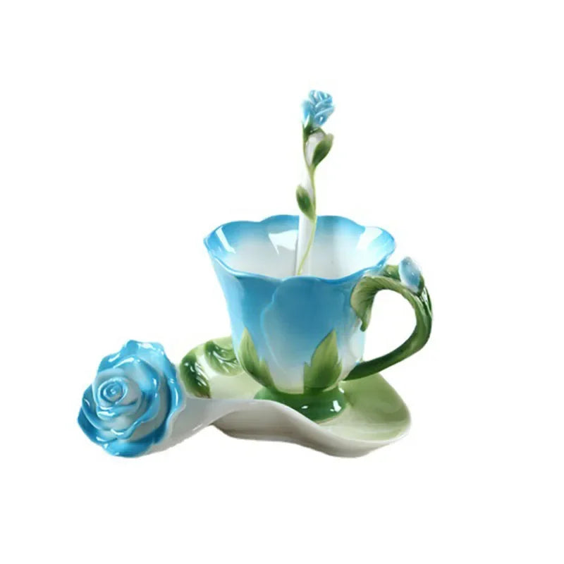 Embossed Ceramic Cup with Saucer