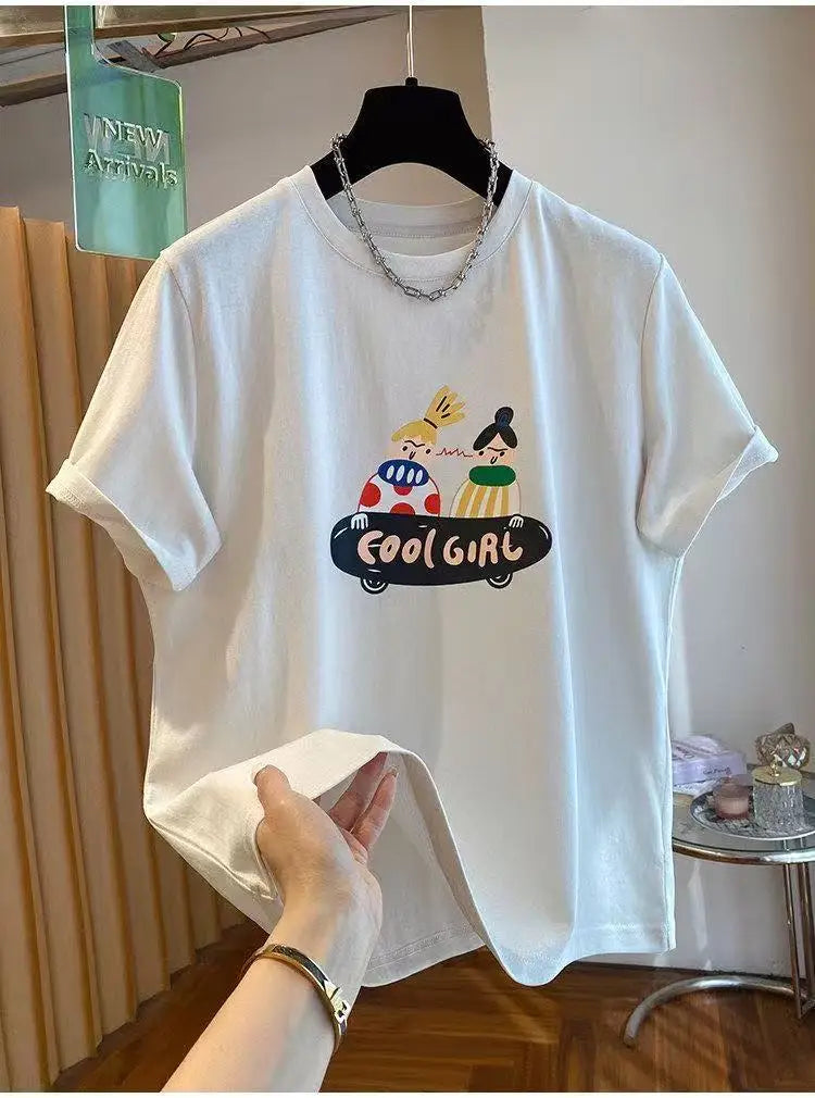 Camiseta holgada de manga corta con estampado floral