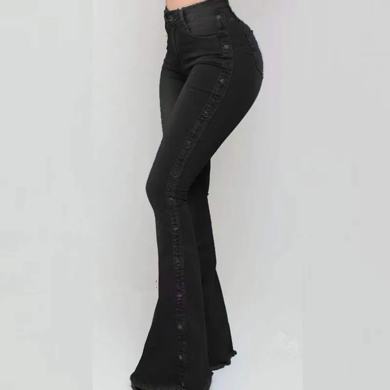 high waisted elastic jeans