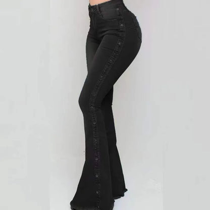 high waisted elastic jeans