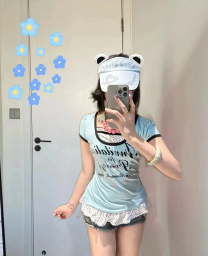 Lace O-neck Sweet Tee