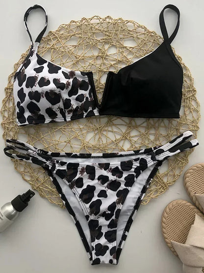 Ribbed Polka Dot Bikini