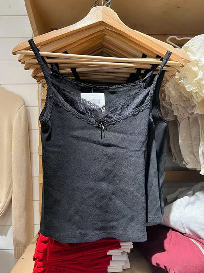 Sweet Lace Patchwork Slim Tank Top