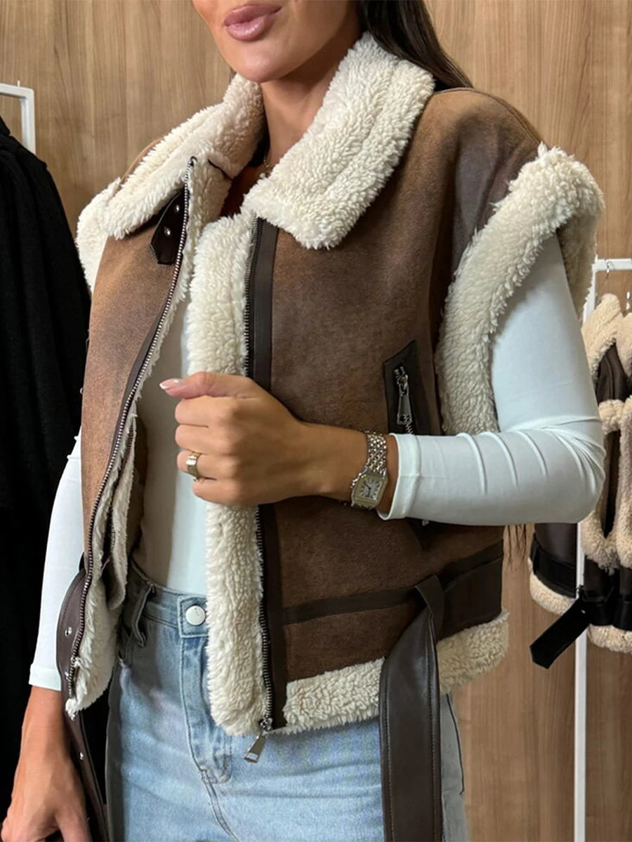 Leather Sherpa Vest