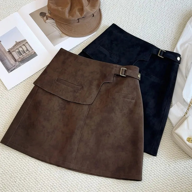 Solid A-line Mini Skirt