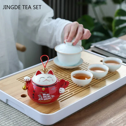 Lucky Cat Ceramic Tea Tin