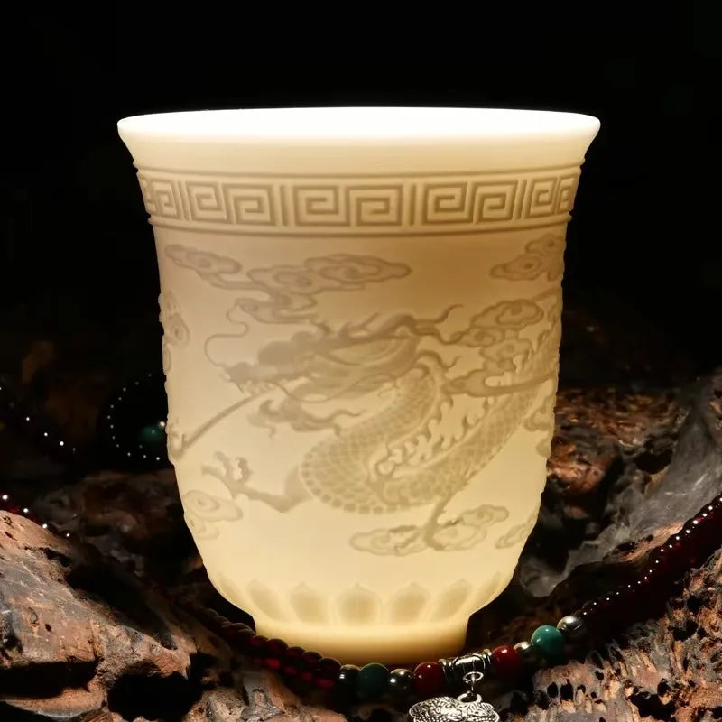 Yangzhi Jade Porcelain Heart Sutra Cup