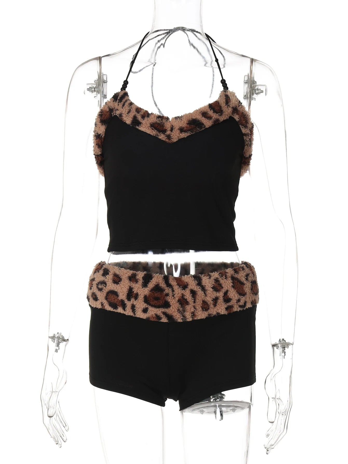 Conjunto Peludo Estampado de Leopardo