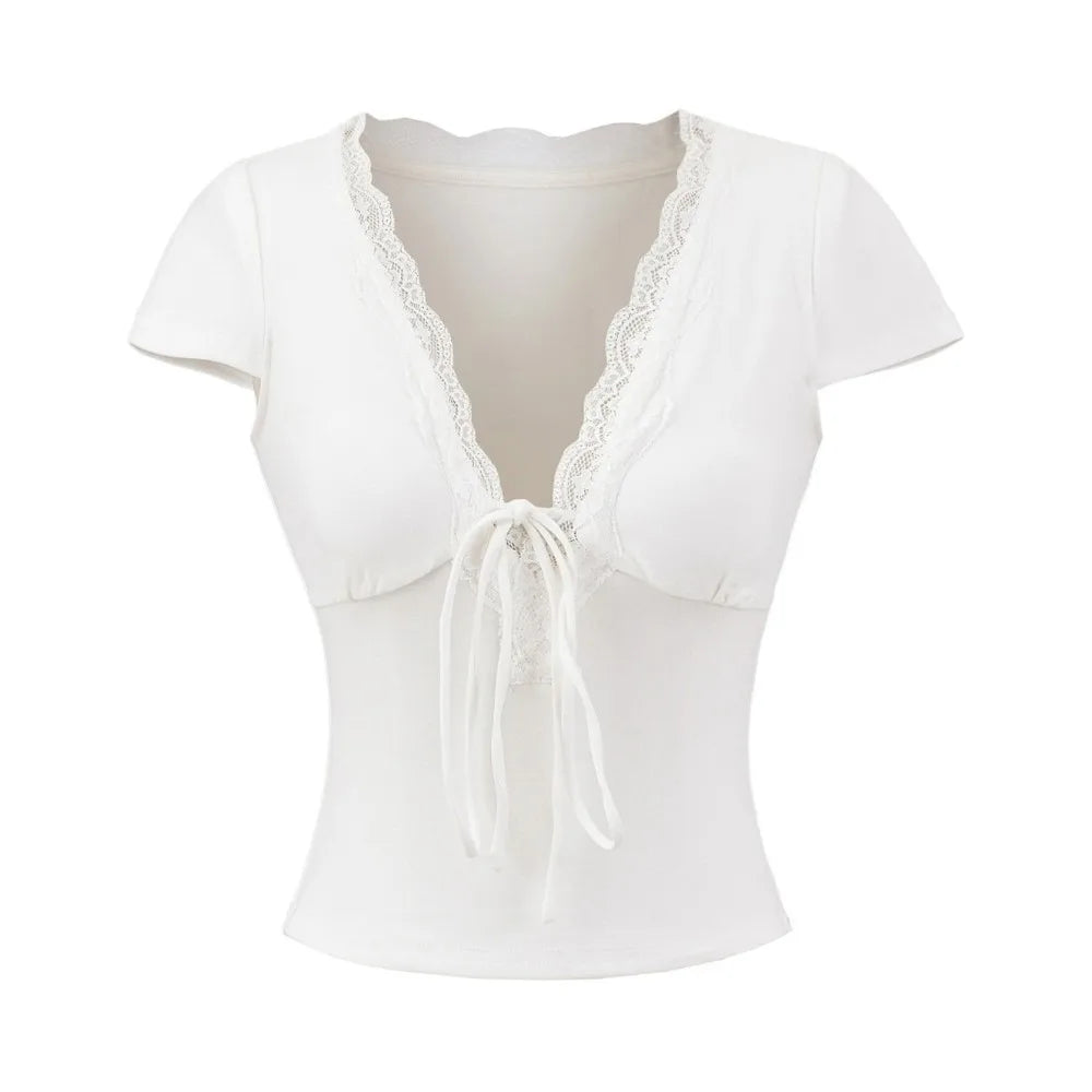 V Neck Slim Crop Top