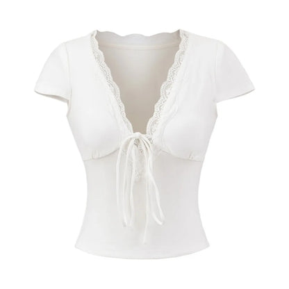 V Neck Slim Crop Top