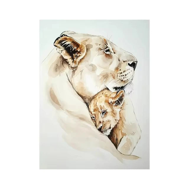Lion Family Canvas Painting Print