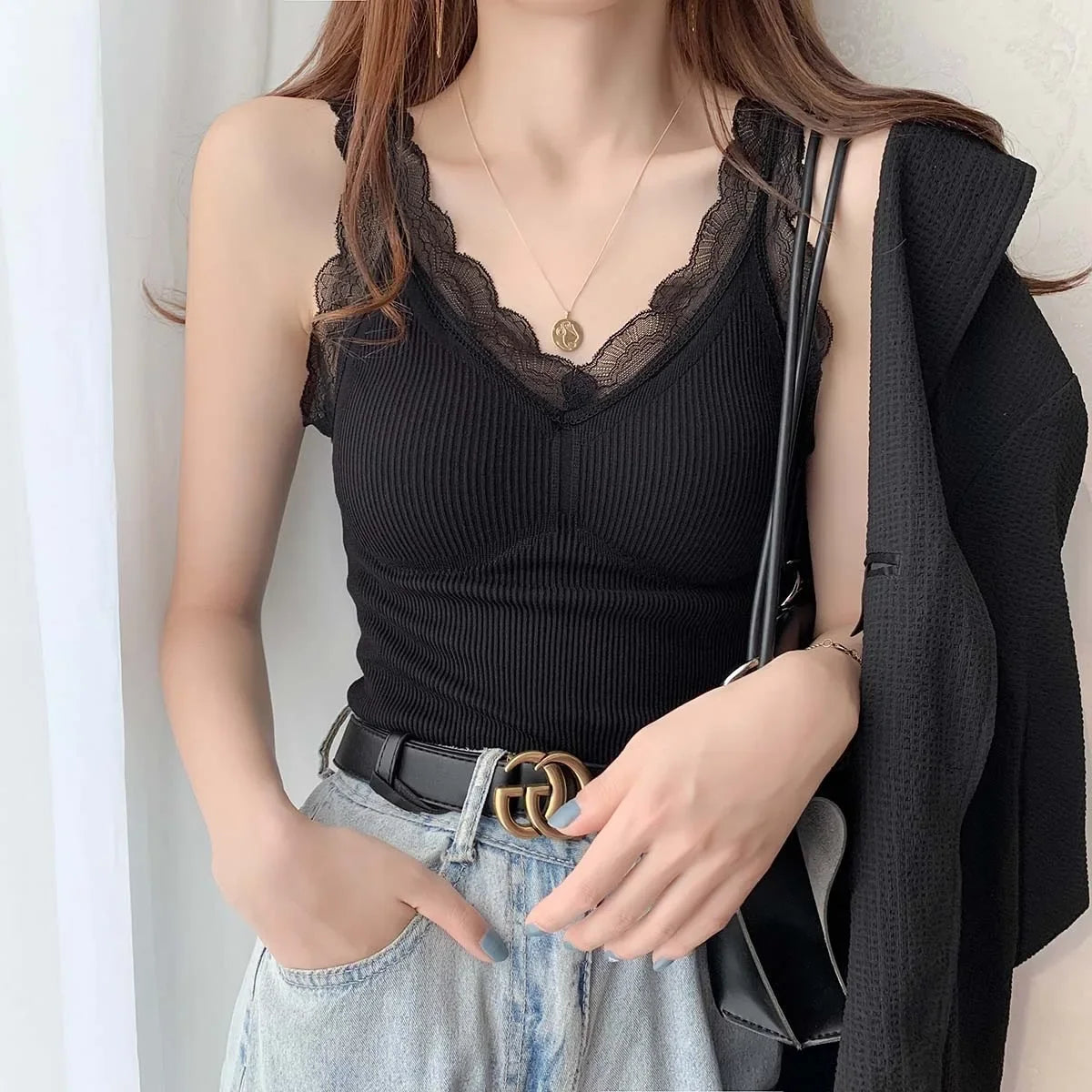 Sleeveless Lace Tank Top