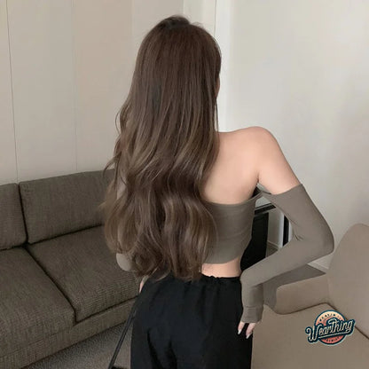Irregular Off-shoulder Long Sleeve T-shirt