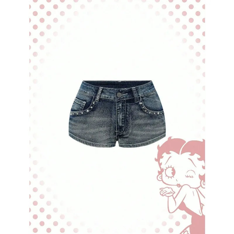 Embroidered Denim Shorts