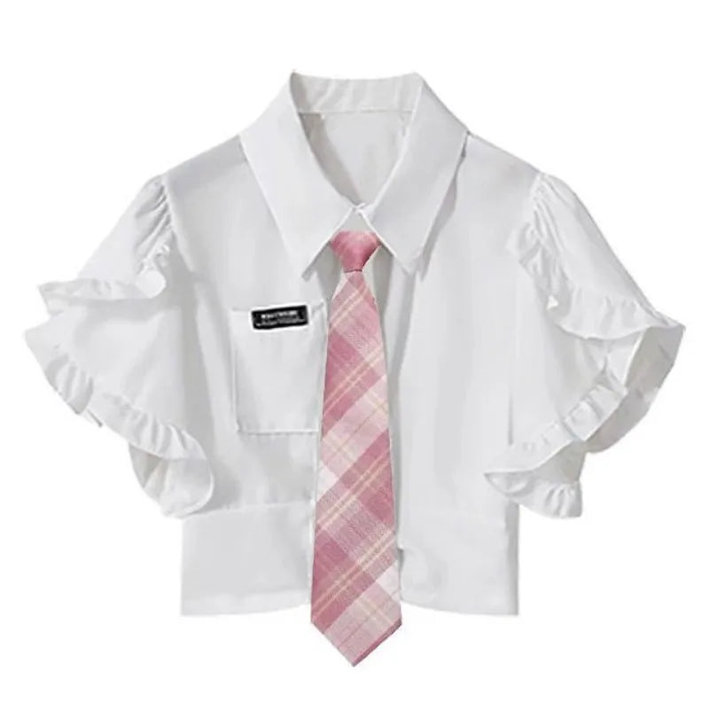 Chica 2026 Verano Nueva Moda En Vestido Conjunto A juego Dama Coreana Elegante Camisa de Manga Corta + Falda Plisada Corta Traje de Dos Piezas