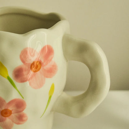 Irregular Hand-painted Flowers Mug