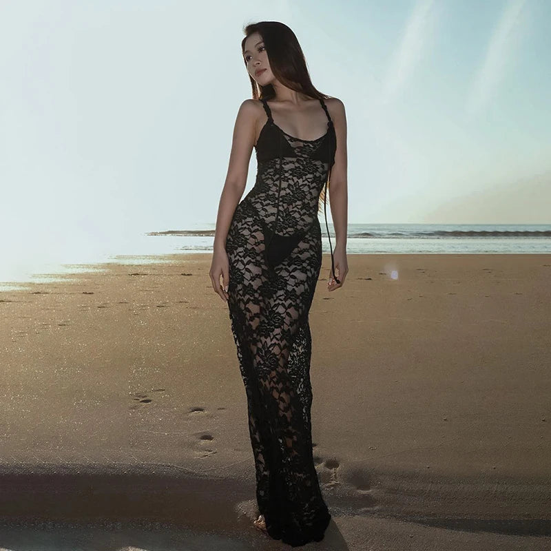 Sleeveless Lace Maxi Dress