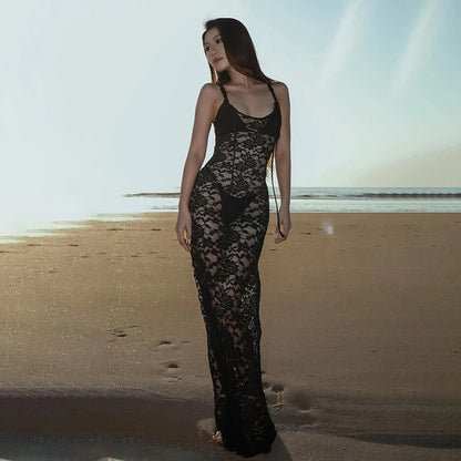 Sleeveless Lace Maxi Dress