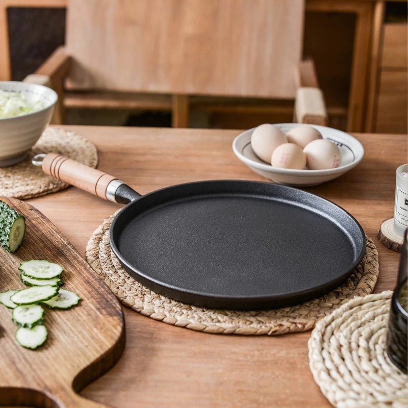 Thickened Cast Iron Flat Bottomed Pan Non-Stick