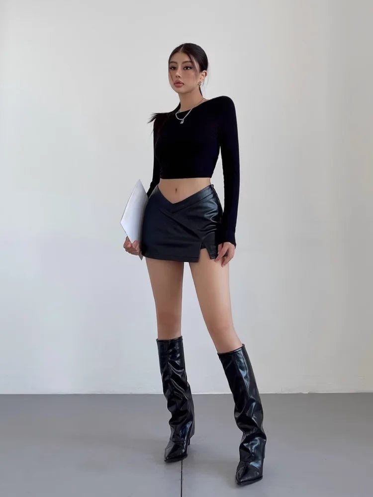 Minifalda de cuero sintético