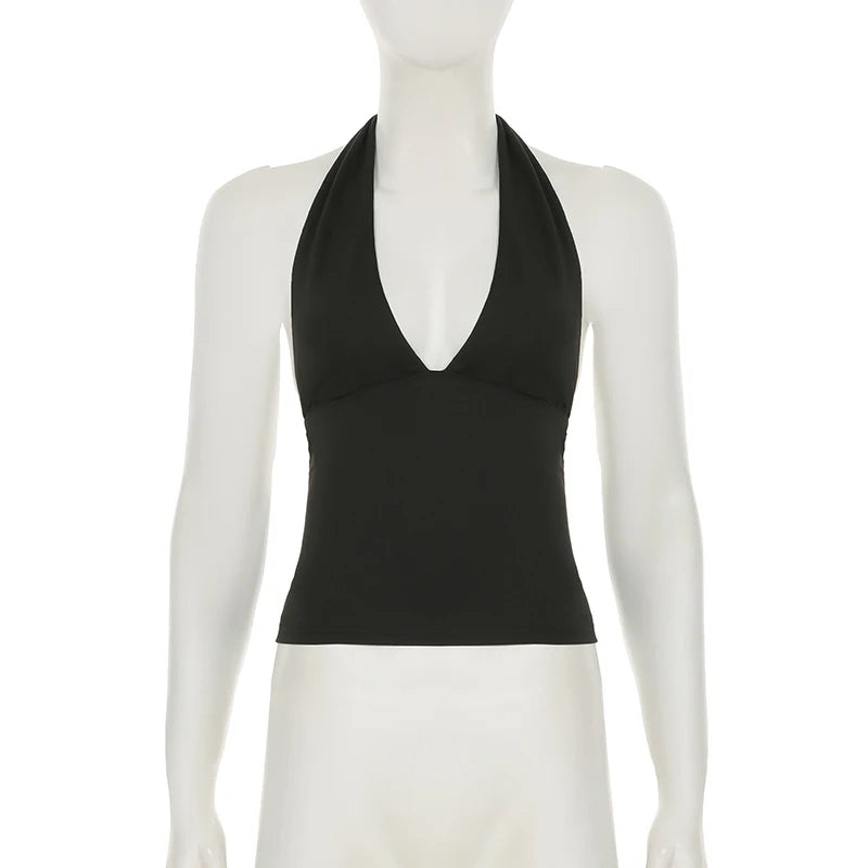 Top corto halter sin espalda liso