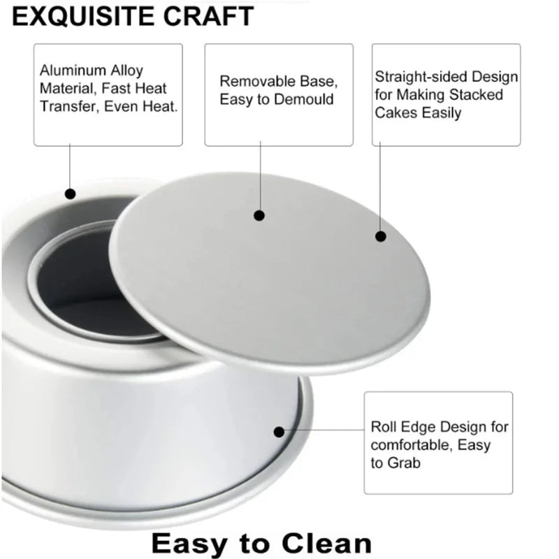 Non-Stick Aluminum Round Cake Mold with Removable Bottom