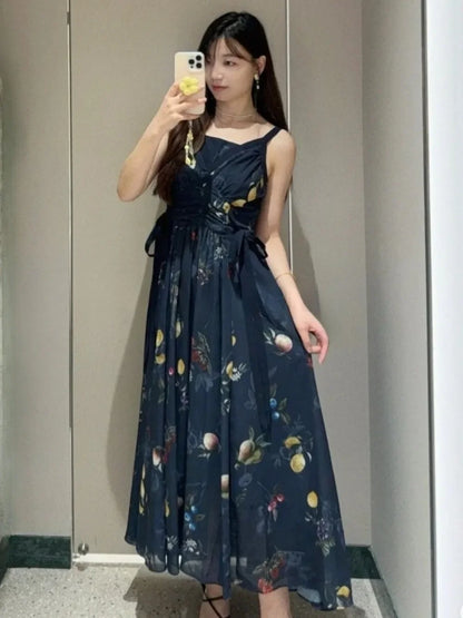 V-Neck Print Sling Dress