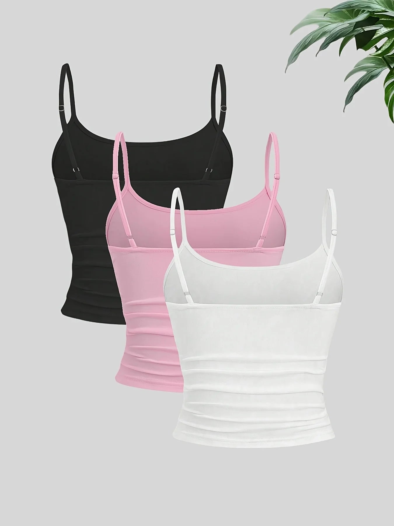 Conjunto de 3 Piezas de Top sin Mangas Liso Versátil Estilizador