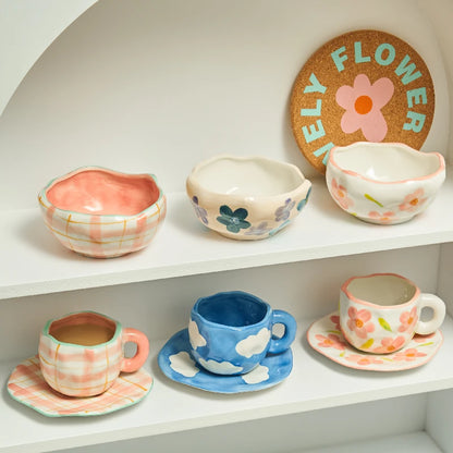Irregular Hand-painted Flowers Mug