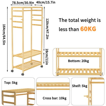 Heavy Duty Wooden Clothes Rail Rack