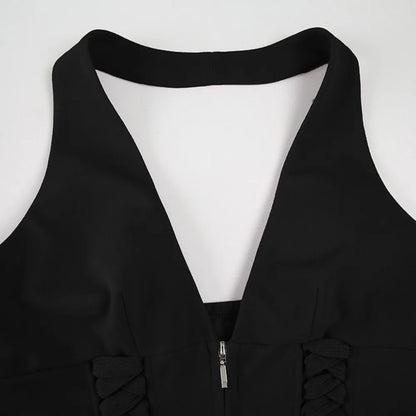 Deep V Neck Sleeveless Crop Top