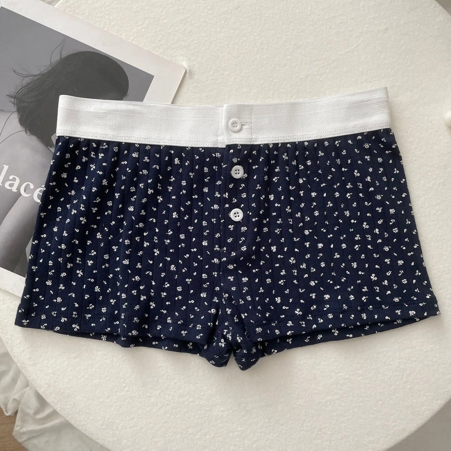 Floral Eyelet Cotton Boy Shorts