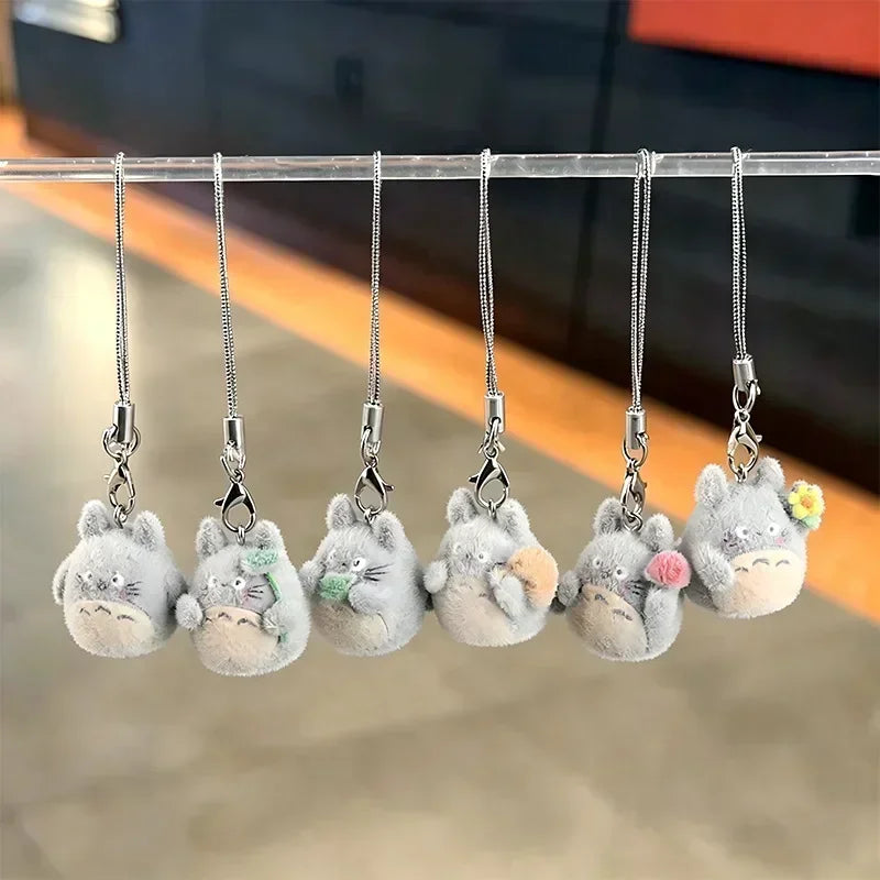 6PCS My Neighbor Totoro Flocked Charms