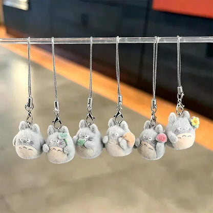 6PCS My Neighbor Totoro Flocked Charms